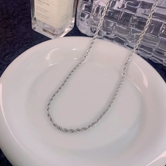 Waterproof Silver Rope Chain Necklace*3mm Rope Chain*Tarnish Free - Picture 6 of 7